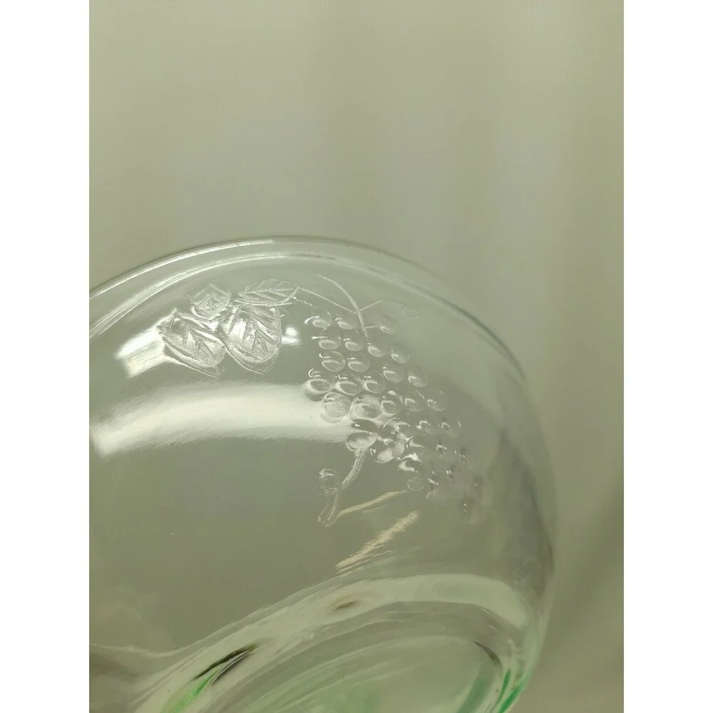 Set of 5 Clear Glass Nesting Bowls & Green Lids Grape Design